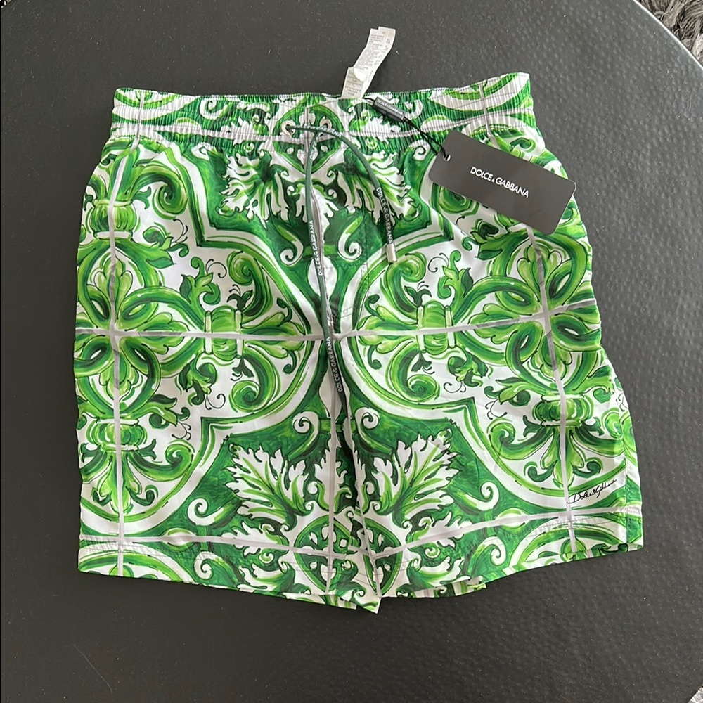 Dolce & Gabbana Green and White Athletic Shorts